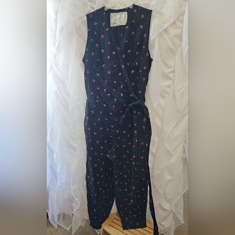 NotPerfectLinen - Jumpsuit In Cherry Print on Black background